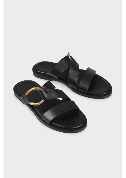 Siyah Deri Kadın Terlik fiyatları