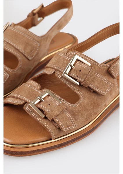 Taba Deri Kadın Düz Sandalet indirimleri