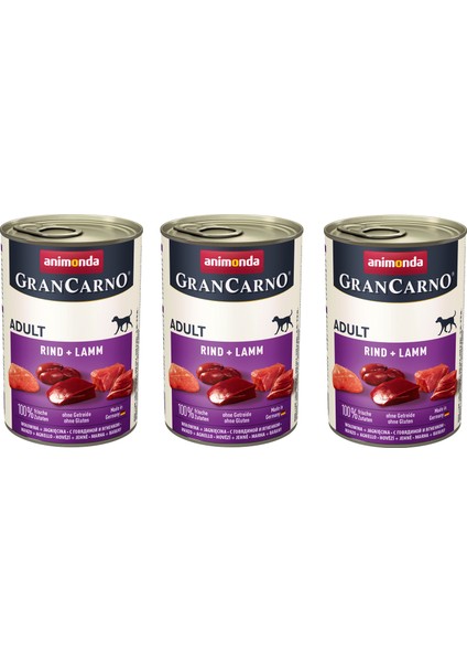 Grancarno Sığır ve Kuzu Etli Köpek Konserve 400 Gr. x 3 Adet