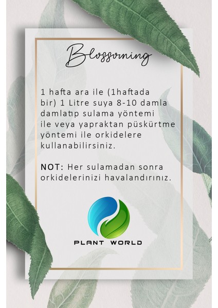 (Plant World) Orkideler Için Dal , Kök , Çiçek Destekleyici Ultra Güçlü Formül 100ML