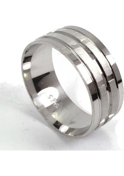 Atlantis Model Erkek Gümüş Tek Alyans Yüzük Nişan Söz Yüzükleri