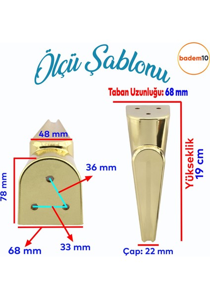 Nota Mobilya Kanepe Sehpa Tv Ünitesi Koltuk Ayağı Baza Ayakları Altın Gold 19 cm fiyatları