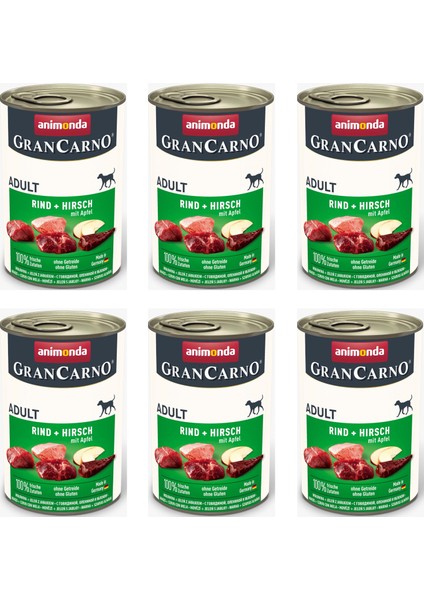 Grancarno Sığır ve Geyikli Köpek Konserve 400 Gr. x 6 Adet
