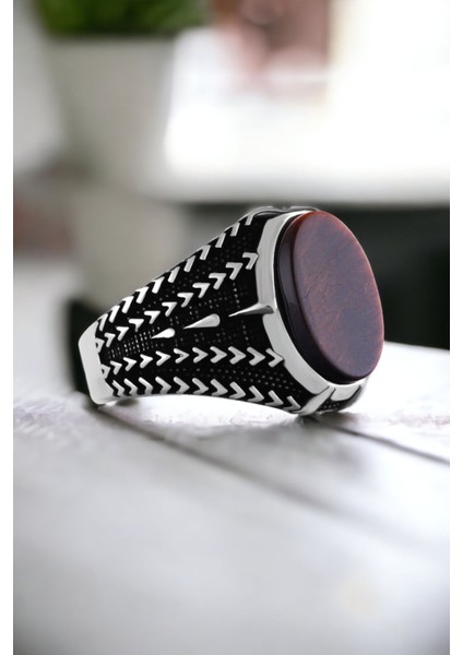 - Aquamarin Taşlı Kare Erkek Gümüş Yüzük