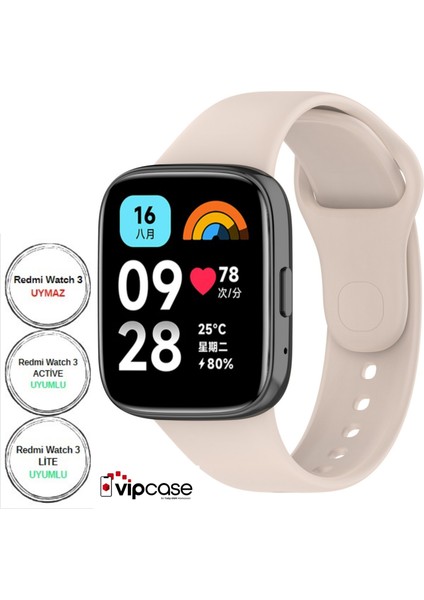 Vip Case Xiaomi Redmi Watch 3 Active ve Watch 3 Lite Uyumlu Akıllı Saat Bileklik Silikon Kordon