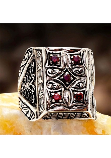 Erzurum Işi Özel Tasarım Erkek Gümüş Yüzük