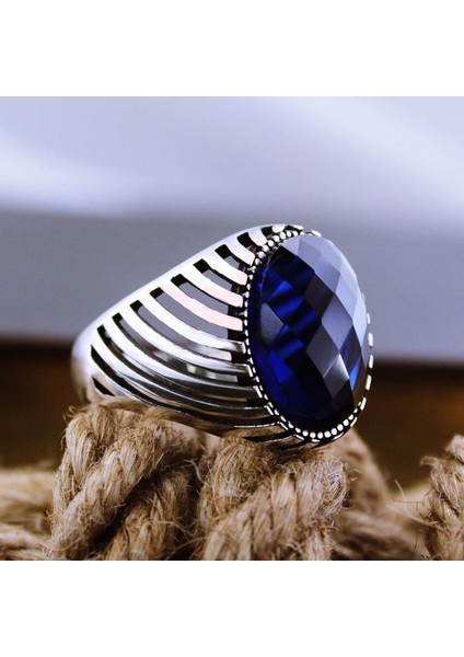 Lacivert Safir Kristal Kesim Taşlı Simetrik Model Özel Seri Vog - EY3104