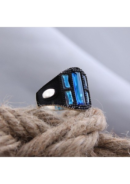 Lacivert Safir Taşlı Oksitli Özel Seri Vog - EY3093