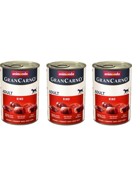 Grancarno Sığır Etli Köpek Konserve 400 Gr. x 3 Adet