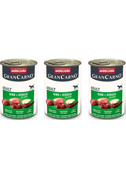Grancarno Sığır ve Geyikli Köpek Konserve 400 Gr. x 3 Adet