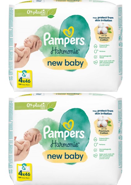 Pampers Harmonie Islak Havlu Mendil Aqua Pure Yeni Doğan-New Baby (8 Li Set) (368 Yaprak)
