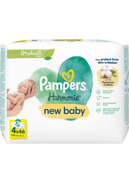 Pampers Harmonie Islak Havlu Mendil Aqua Pure Yeni Doğan-New Baby (12 Li Set) (552 Yaprak) fiyatları