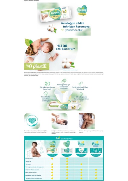 Pampers Harmonie Islak Havlu Mendil Aqua Pure Yeni Doğan-New Baby (12 Li Set) (552 Yaprak) indirimleri