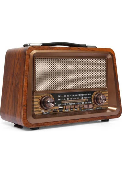 Nostaljik Radyo Gerçek Ahşap Eskitme Bluetooth Hoparlör Mp3 Çalar Müzik Kutusu