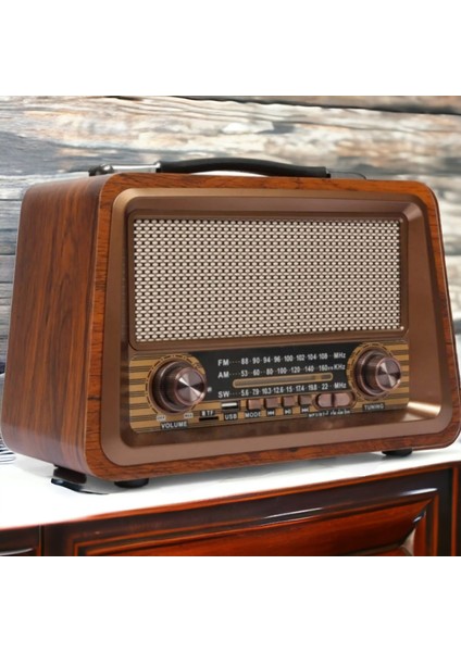 Nostaljik Radyo Gerçek Ahşap Eskitme Bluetooth Hoparlör Mp3 Çalar Müzik Kutusu indirimleri