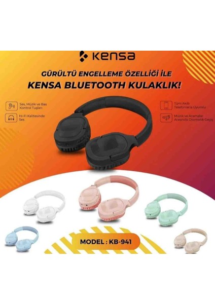 Kablosuz Kulak Üstü Kulaklık Yüksek Performans KB-941