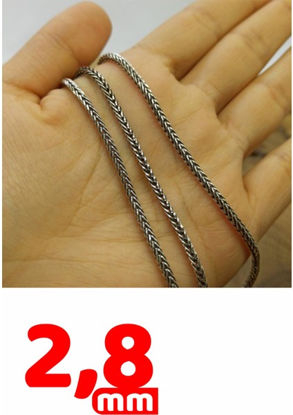 Kalın Tilki Kuyruğu Gümüş Erkek Kolye Zincir