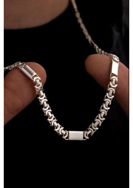 Erkek Gümüş Kolye- 5.5mm Parçalı Parlak Euro Kral Gümüş Kolye