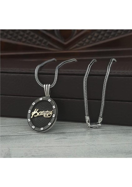 Kemal Atatürk Oval Model Gümüş Erkek Kolye