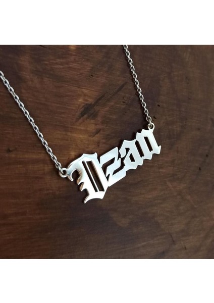 Gotik Isim Gümüş Renk Erkek Gümüş Kolye Zincir Gklgmskısım