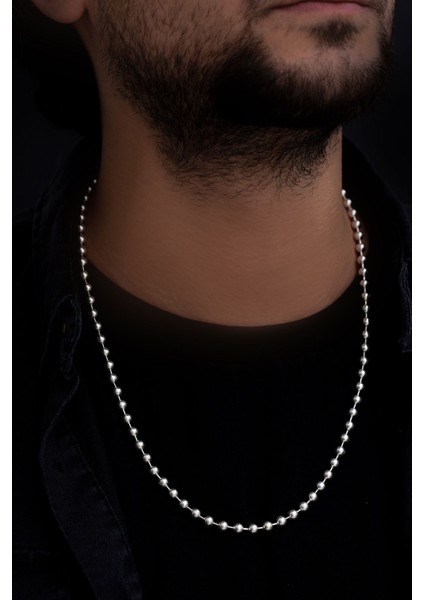 - 4mm Top Zincir Model 925 Ayar Gümüş Erkek Kolye Zincir 24007980414