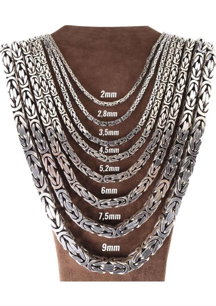 - 9mm Kare Kral Model 925 Ayar Gümüş Erkek Kolye Zincir 249540197