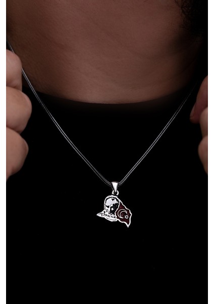 Atatürk ve Ayyıldız'lı Gümüş Erkek Kolye Zincir