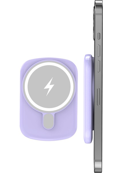 IX-PB033 5.000 Mah 15W Magsafe Powerbank Taşınabilir Şarj Cihazı -Mor