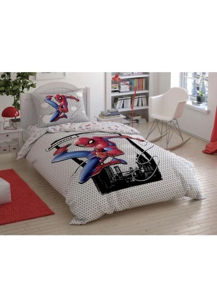 Taç Lisanslı Tek Kişilik Nevresim Takımı Spıderman Cloudy