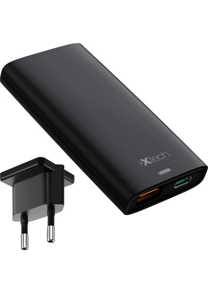 Ix-Hc8 65W Type-C ve USB Çift Port Ultra Ince Seyahat Tipi Hızlı Şarj Adaptörü