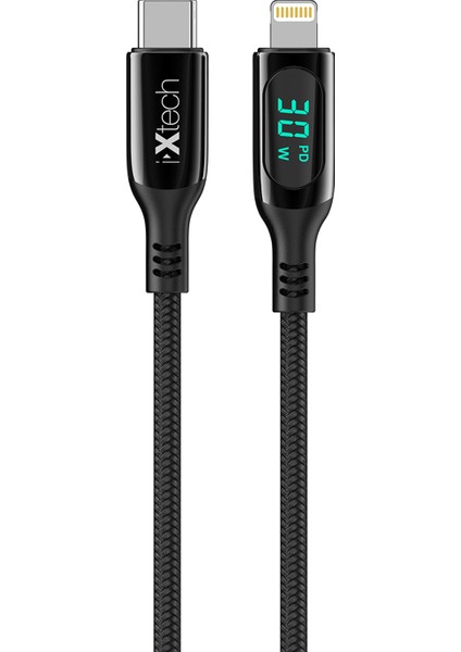 IX-UC019 Type-C To Lightning Dijital Göstergeli Şarj ve Data Kablosu