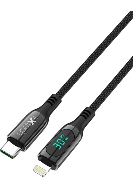 IX-UC019 Type-C To Lightning Dijital Göstergeli Şarj ve Data Kablosu