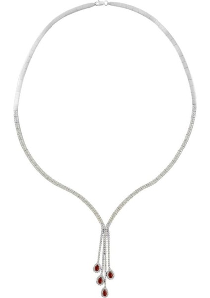 Akis Yakut Taşlı Bayan Gümüş Kolye