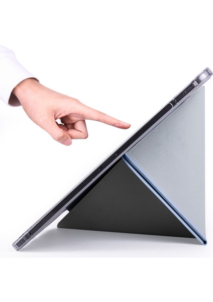Apple iPad Pro 11 (2021) 3. Nesil Yatay ve Dikey Standlı Antişok Köşe Korumalı Kalemlikli Origami Slikon Kılıf A2759 A2761 A2435 A2762