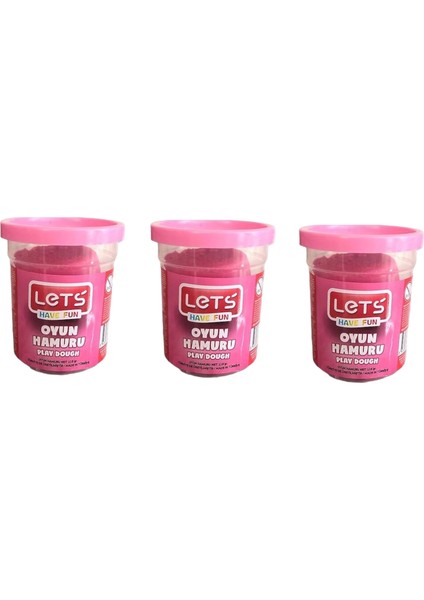Lets Tek Renk Oyun Hamuru Neon Pembe ( 115 Gram ) Üçlü