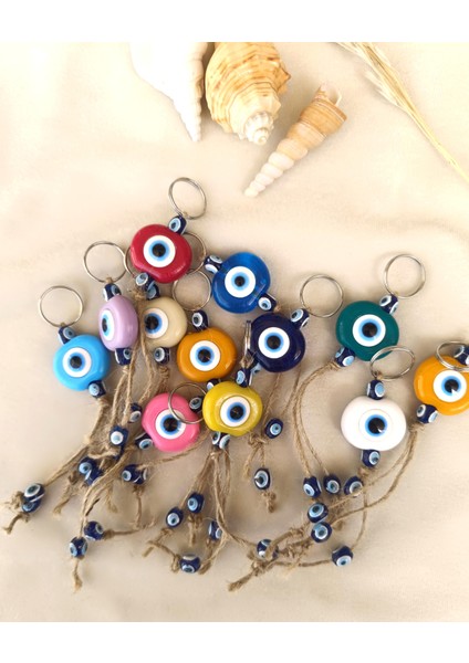 Nazar Boncuk Anahtarlık 5 Adet Kötü Göz Kovucu Nazar Hand Made Hasır Renkli Boncuklu Nazarlı Anahtarlık modelleri