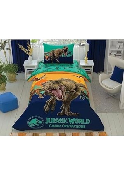 Lisanslı Tek Kişilik Nevresim Takımı Jurassıc World Camp