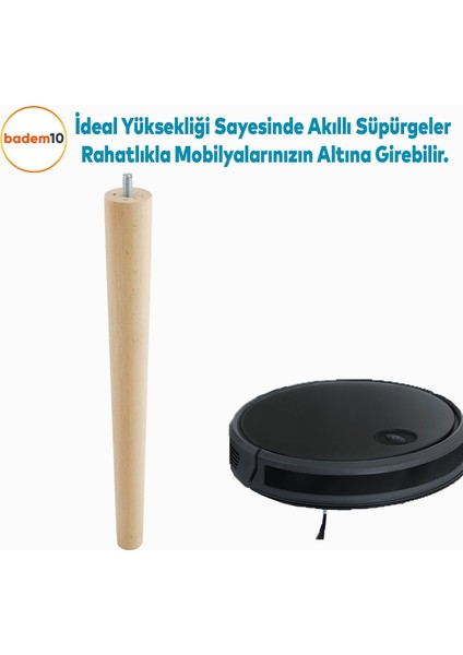 Ahşap (35 CM) Sehpa Masa Puf Tabure Tv Ünitesi Ayağı Ayakları M8 Civatalı Bağlantı Aparatlı 4'lü Set