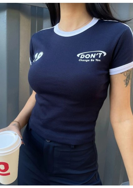 Don't Change Baskılı Crop T-Shirt