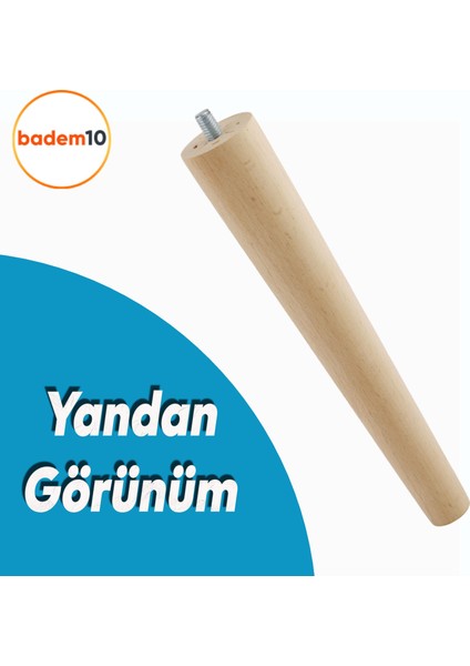 Ahşap (25 CM) Sehpa Puf Tabure Tv Ünitesi Ayağı Ayakları M8 Civatalı Bağlantı Aparatlı 4'lü Set