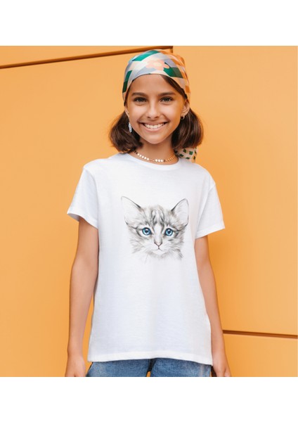 Kedi Baskılı Çocuk Yetişkin Tişört Kedi T-Shirt Unisex fiyatları