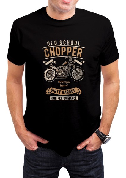 Chopper Motor Baskılı Siyah Unisex T-Shirt C296