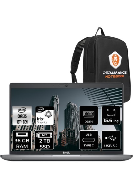 Latitude 3540 Intel Core I5 1335U 36GB 2tb SSD 15.6'' Fhd Fdos Taşınabilir Bilgisayar N006L354015EMEA & Per4 Çanta N006L354015EMEAP65