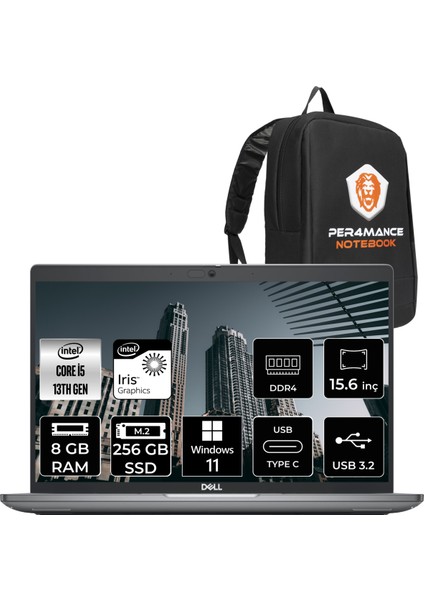Latitude 3540 Intel Core I5 1335U 8gb 256GB SSD 15.6'' Fhd W11P Taşınabilir Bilgisayar N006L354015EMEA & Per4 Çanta N006L354015EMEAP132