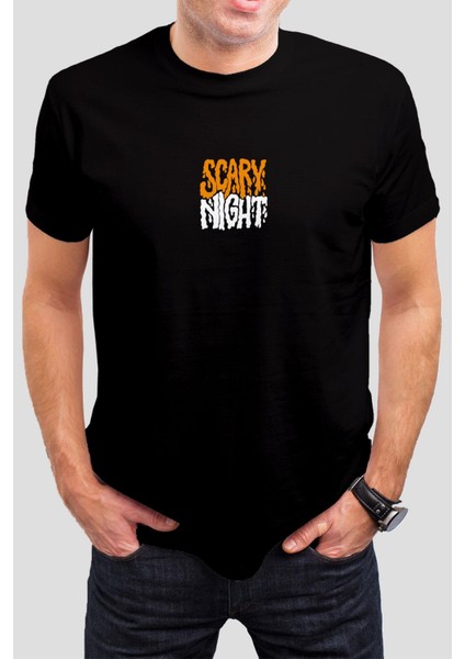 Korku Gecesi Baskılı Siyah Unisex T-Shirt C313
