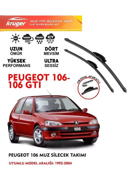 Peugeot 106 Vs 106 Gti Muz Silecek Takımı 2001 Model Araca Özel Aparat