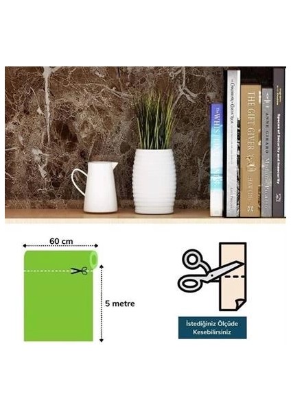 Mermer Desenli Masa Tezgah Mutfak Su Geçirmez Yapışkanlı Folyo Sticker Kahverengi 5x0,6m indirimleri