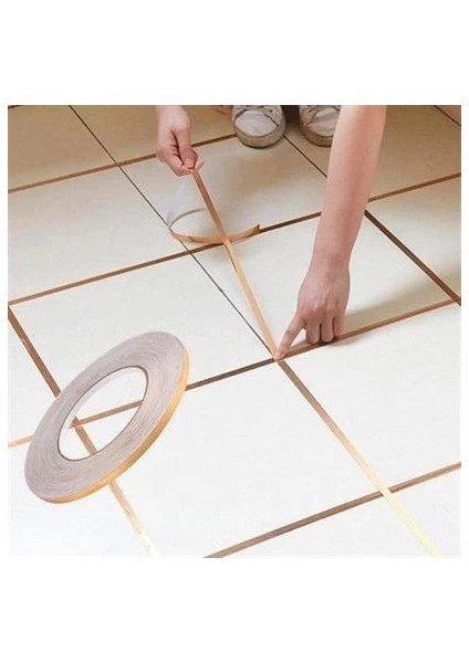 50 Metre Fayans Arası Şerit Dekoratif Yapışkan Renkli Dekor Su Geçirmez Sızdırmaz Altın Bant