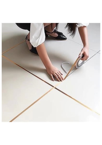 50 Metre Fayans Arası Şerit Dekoratif Yapışkan Renkli Dekor Su Geçirmez Sızdırmaz Altın Bant indirimleri