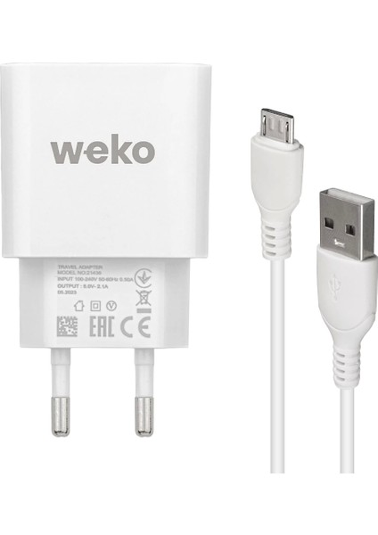 WK-21436 M7 2.1 Amper Şarj Başlık Adaptörü + Mıcro USB Kablo No:3